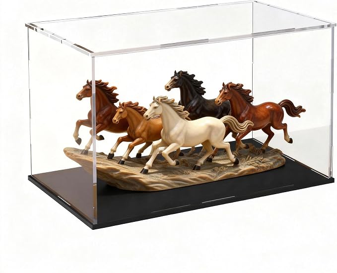 Acrylic Display Case, Clear Acrylic Display Box with Matte Base, Dustproof Collectible Storage Cases, DIY Easy Assembly Showcase for Figures, Models, Collectibles, 12 x 8 x 8 inch