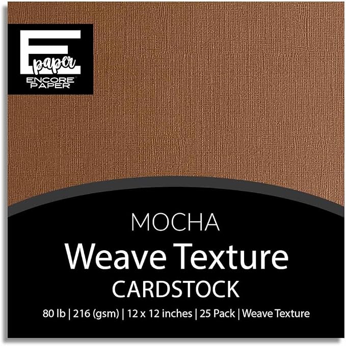 Mocha—12x12 Textured Cardstock | 80lb Textured Brown Scrapbook Paper | Premium Cardstock for Cricut Cutting | 25 Sheets