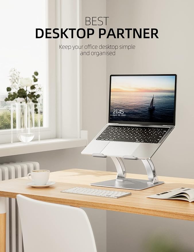 Nulaxy Ergonomic Adjustable Laptop Stand for Desk, Dual Foldable Computer Riser with Advanced Heat-Vent, Heavy-Duty Portable Notebook Holder for Posture Correction, Compatible with Mac 10-17" Laptops