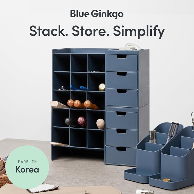 Blue Ginkgo Hive Stack Organizer Partition, Blue