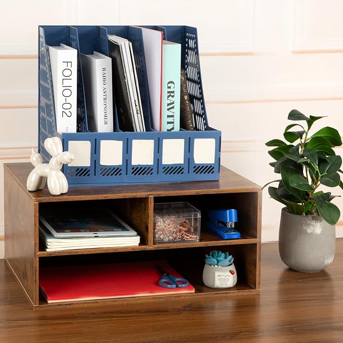 EMERIT Printer Stand Shelf with Storage Wood Desk Paper Organizer for Home/Office, Printer Riser, 2 Tier