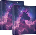 Unicorn Starry Sky 1.5 Inch 3 Round Ring Binders with Pocket Clip, Holds 200 Sheets Documents for Office Classroom Student Organization Hard d Ring Binders with Printed