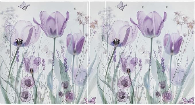 3 Ring Binder, Purple Tulips Flowers Pastel File Folder Holds 200 Sheets File Storage for Women Men School Office Supplie