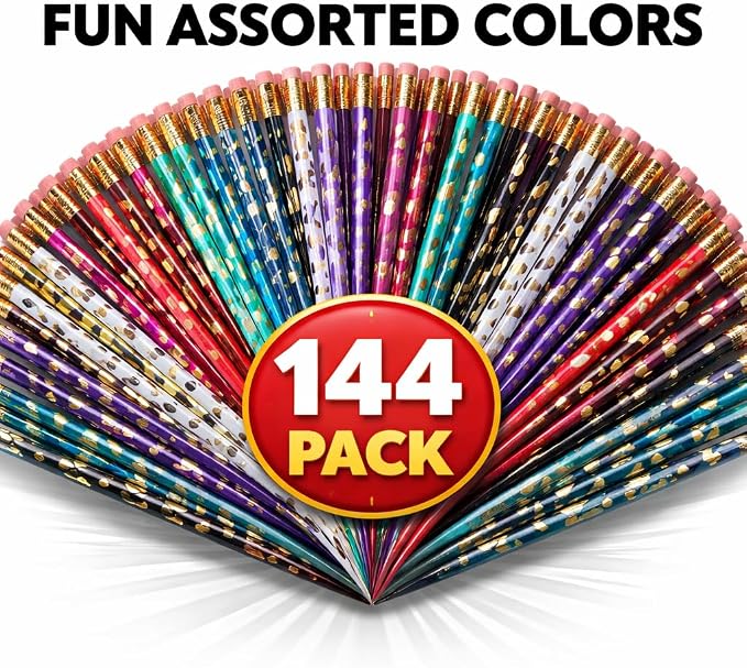 Anderson's Paw Print Pencil Tub, Bulk #2 Pencils for Animal Shelters, School Stores & Pet Events, Fun Assorted Colors for Teachers, Vets & Community Giveaways, 144 Pack