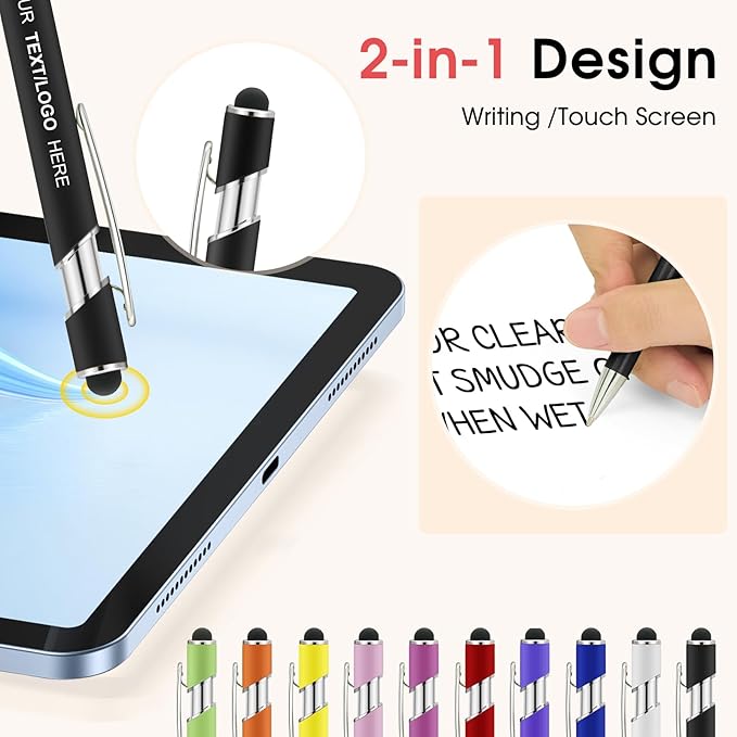 ENOMY Personalized Pens Bulk Free Engraved with Logo/Name/Message Black Ink Custom Pens Customized Stylus Ballpoint Pens Ideal Gifts for Business Anniversary (60)