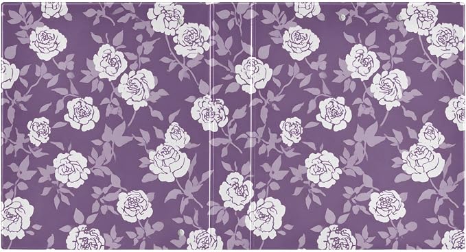 3 Ring Binder Flower Leaves Purple 1.5 inch Binders Three Ring Binders with Clipboard Fit 8.5'' x 11'' Paper 3 Interior PVC Clear Pockets for Office Supplies