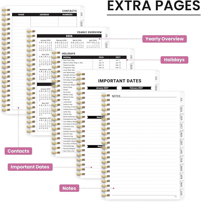 ZOTIA Academic Planner 2026-2027, Monthly & Weekly Jul 2026-Jun 2027 | Painted Bloom, 8.5" x 11" Calendar Planner for Women, Hardcover Pretty Organizer for Women, School Office Home Supplies