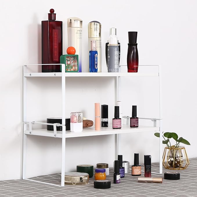 YGYQZ Desk Shelf Organizer, 2-Tier Desktop Bookshelf, White | Detachable Design, 2-Tier Storage, Multi-Use Desktop Shelf, Compact Organization, Ideal for Office, Dorm & Home