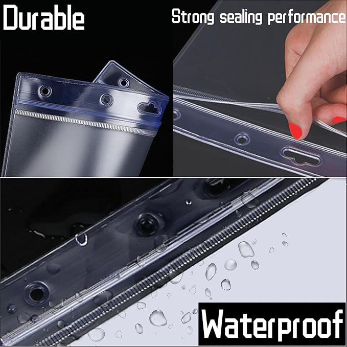 10 Pack 8.5" x 11" Waterproof Resealable Zip Sheet Protectors, Clear Plastic Sleeves for Documents Photos, Heavy Duty Hanging Wall Sign & Job Ticket Holders, Horizontal Page Protectors
