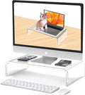 Acrylic Monitor Stand Riser Clear Laptop Stand Riser L14 xW7.5 xH4 | Compatible with All Notebooks and Monitor, Computer Stand for Desk Organizer, White Aesthetic Design, For Office Home iMac