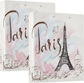 Eiffel Tower Round Ring Binders 1.5 Inch Paris Pink White 3 Ring Clipboard Binder for Office School Work Supplies File Folder 200 Sheet Capacity 2 Pieces
