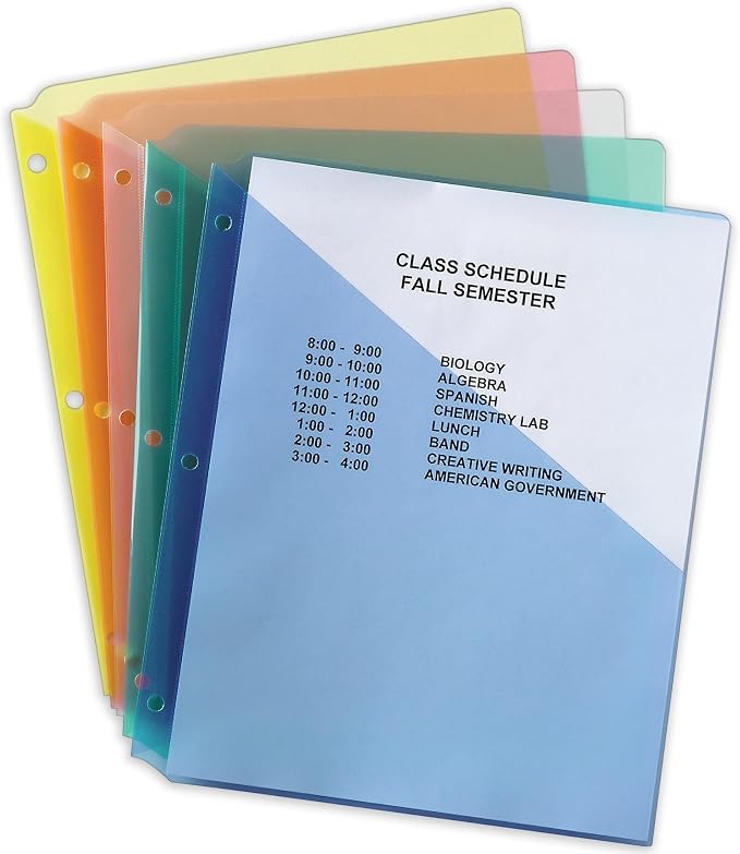 Avery Binder Pockets for 3 Ring Binders, Assorted Colors, for 8.5" x 11" Documents, Acid-Free and Archival-Safe, 5 Folders per Pack, 60 Total (12 Packs of 75254)