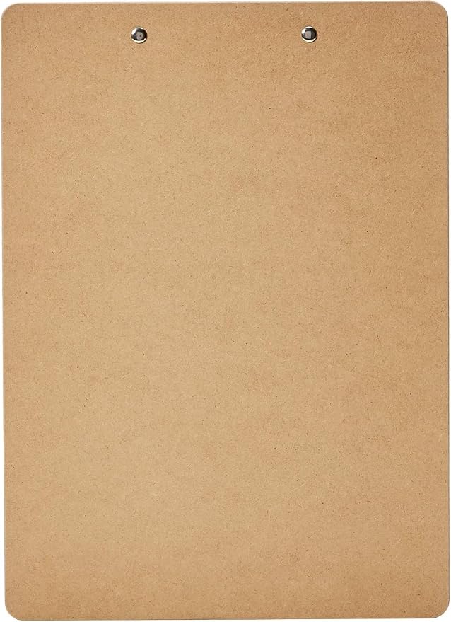 Amazon Basics Hardboard Office Clipboard, Low-Profile, Letter Size, 9" x 12.5", Brown, 6-Pack