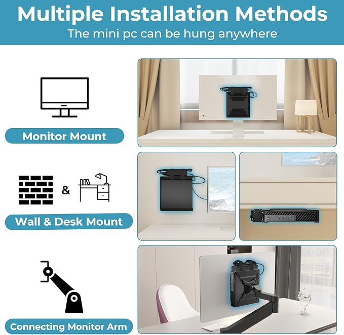 Mini PC Mount for HP, VESA Wall Under Desk Mount or Mount to a Monitor Arm for HP EliteDesk 800 G4 G3 G5 G9 EliteDesk 705 805, HP Pro Mini 400 260, HP ProDesk 400 405 600 Mini PC with Pen Holder