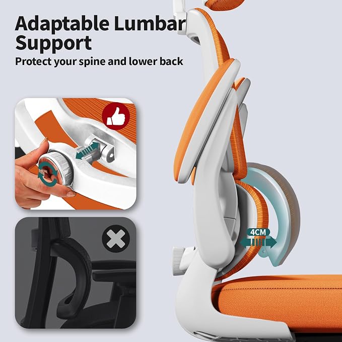 TRALT Office Chair Ergonomic Desk Chair - Gaming Chair with Lumbar Support | 330 LBS Home Office Desk Chairs with Headrest, Reading Chair with Flip-up Armrests, Comfortable Computer Chairs (1, Orange)