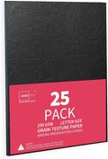 Binditek 13 Mil Grain-Texture Paper Binding Covers, 8.5x11", Black, 25 Pack | Paper Binding Covers, 8.5" x 11" Letter Size, 250 GSM, 90 lb, Square Corners, Unpunched, for Business, School Projects