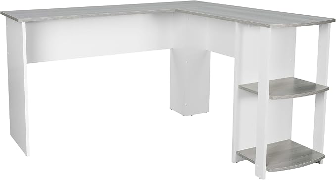 Techni Mobili L Shaped Desk - Modern Computer Desk with Corner Bookshelf & Side Storage Shelves for Home Office Accessories - Elegant, Space-Saving, & Minimalist Executive Table | 51.5 Inch modern L‑shaped desk with storage shelves, sturdy frame, versa...