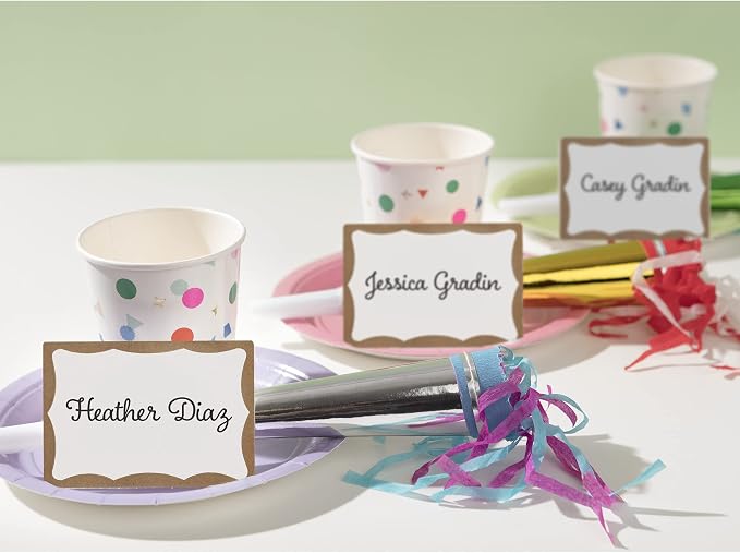 Avery Name Tags, Print or Write, Gold Border, 100 Adhesive Tags Per Pack, 4 Packs, 400 Total (05146)