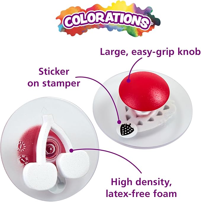 Colorations 14 Stampers of Fruits & Vegetables, Ages 3+, PreK+ | Art Supplies, School Supplies, Office, Home, Classroom, Projects, Coloring, Drawing