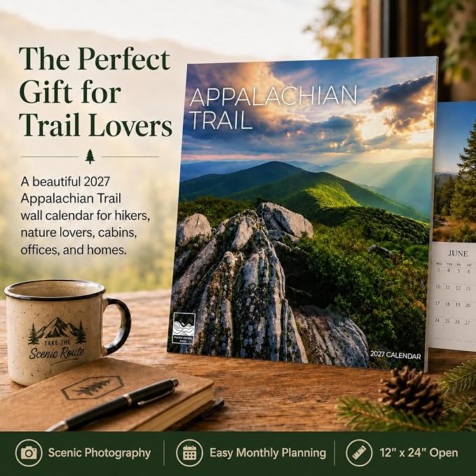 Appalachian Trail 2027 Wall Calendar, 12 x 24 Hanging Pacific Waters Press