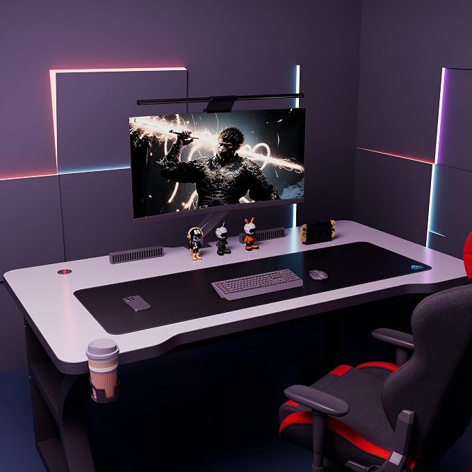 Cacoy Large Gaming Mouse Pad 48"x16" Stitched Edges XXL Desk Mousepad Black | XXL Ultra-Smooth Gamer Desk Mat Waterproof Extended Computer Mouse Mat Non-Slip Rubber Base Keyboard Pad for Office and Home
