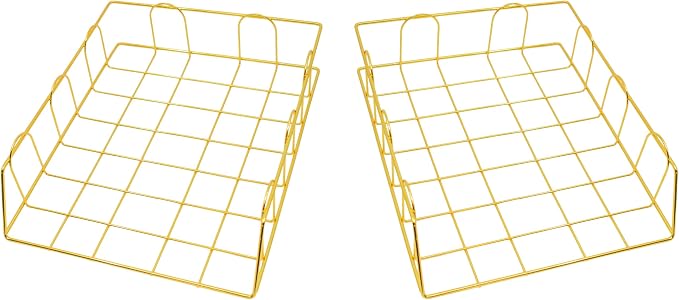 Gold Stackable W 9.75" X L 12" Desk Organizer Tray Set (2-Tier)