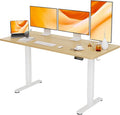 Claiks Electric Height Adjustable Standing Desk, 63x24 Inch, Nature | Smooth Height Adjustment, 3 Memory Presets, Cable Management Hub&Hook, Stable Steel Frame, 176lbs Capacity, Easy Assembly