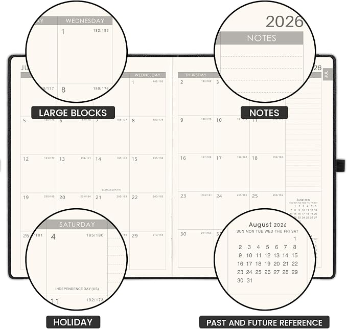 2026-2027 Planner - Academic Planner 2026-2027, July 2026 - June 2027, Weekly and Monthly Planners, 8.5" x 11", Pen Holder, Pocket, Faux Leather Cover -Black