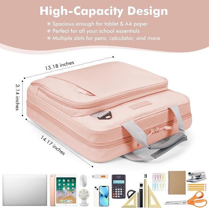 3-Ring Zipper Binder Organizer with Shoulder Strap, 2 Inch Binder | 500 Sheets Zip Up Binder Bag with Multiple Pockets & Storage, Laptop, Books Organizer for School Students and Teachers