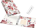 EYROZILL Mini Binder 3 Ring 1 Inch for 5.5" x 8.5" Paper with 5-Tab Dividers, A5 Binders with Clipboard for School Office Supplies and Home, Rose
