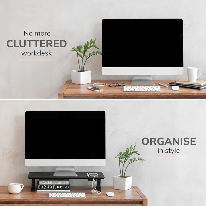 Anji Mountain Monitor Stand - Desktop Organizer & Laptop Riser, Ergonomic Monitor Riser, Space-Saving Monitor Stand for Desk, Durable Construction, Easy Assembly, Ideal for Home & Office