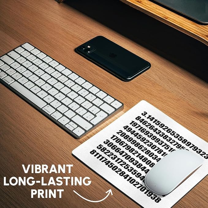 3D Rose "Pi Math Number Mathematical Black and White Mathematic Numeric Figures" Matte Finish Mouse Pad - 8 x 8" - mp_164992_1