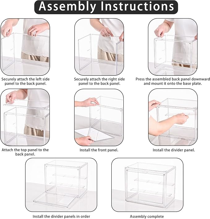 Clear Acrylic Display Case for Figures, 3 Layer Adjustable Acrylic Boxes for Display, Stackable Display Boxes for Collectibles, Action Figure Display Case for Shoe, Bread, Cosmetic, Handbag, 1 Pack