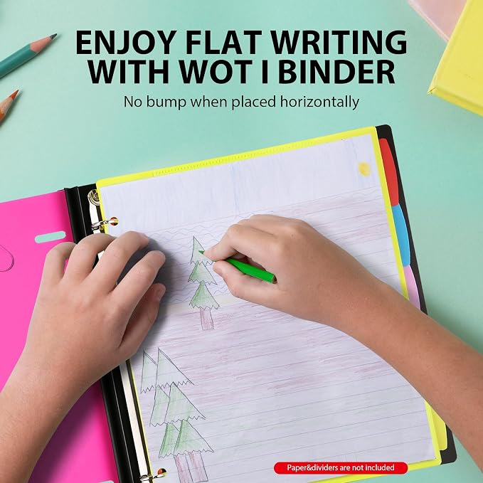 WOT I 4-Pack Telescoping 3 Ring Binder(0.75"), Expandable Flexible Binder - Patented Design for Easy Portability, Holds 8.5"x11" Paper, for School, Office&Home Organization(Blue+Pink+Green+Red)