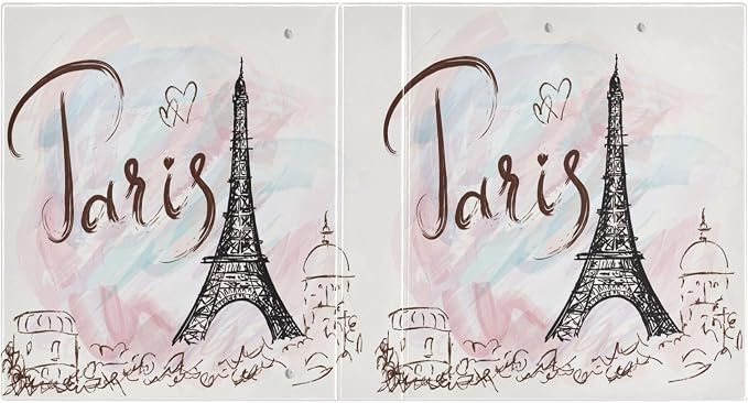 Eiffel Tower Round Ring Binders 1.5 Inch Paris Pink White 3 Ring Clipboard Binder for Office School Work Supplies File Folder 200 Sheet Capacity 2 Pieces