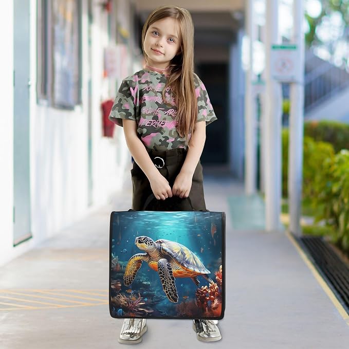 Personalized Sea Turtle 3 D-Ring Binder Bag Zipper Organizer | Multi-Pocket with Handle and Detachable Shoulder Strap Holds 500 Sheets for School Office Supplies