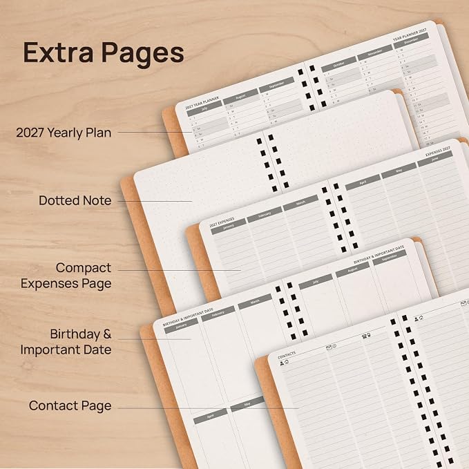 POPRUN 2027 Daily Planner One Page Per Day,5.75" x 8.5" Recycled Paper Book