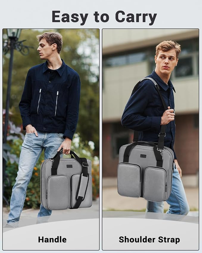 3 Inch Zipper Binder 3 Ring with Shoulder Strap & Multi-Pocket | Binder with Zipper Holds Up to 700 Sheets for Office School, Compatible with 13” MacBook Laptop ipad, Grey