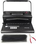 HOUYEE Spiral Coil Binding Machine with 100 Pack 3/8"(10mm) Coils & Pliers | 4:1 Pitch, 20 Sheet Punch Capacity, Quick Electric Coil Insert, 46 Disengaging Pins, Adjustable Margin,Fit Letter Size/A4/A5