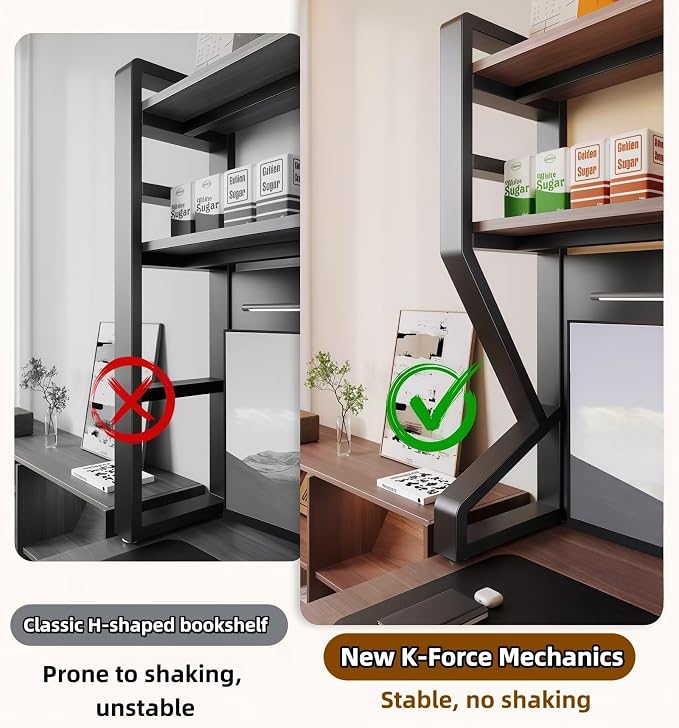 Desktop Bookshelf, Multi-Size pegboard Storage Organizer Rack, Dorm Desk Shelf, Desk Hutch, Desk top Storage Rack, Student Desktop Storage,Desk Shelves for top of des(White, 45.3" Lx9.9 Wx39 H)