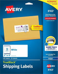 Avery Printable Shipping Labels with Sure Feed, 2" x 4" Customizable Stickers, White, 250 Blank Mailing Labels, Great for Mailing, Shipping, and More (8163)
