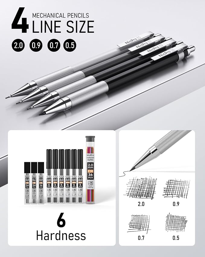 Nicpro 38PCS Art Mechanical Pencils Set in Leather Case