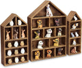 Ikee Design Wooden Shadow Box Display Shelf Organizer | Wall-mountable wood display rack with 5 adjustable shelves for figurines, action figures and collectibles.