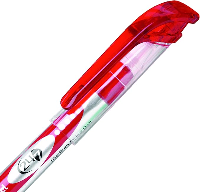Pentel 24/7 Roller Ball Pen Medium Line, Red Ink, Box of 12 (BLD97-B)