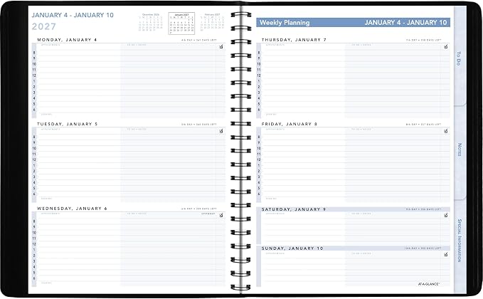 AT-A-GLANCE 2027 Appointment Book Planner, Weekly, 8" x 11", The Action Planner, Black (70EP010527)