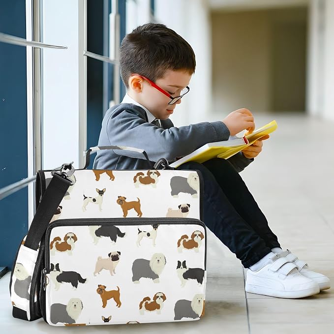 Dogs Zipper Binder with Shoulder Strap Bag 3 Ring Binder Organizer Large Capacity Multiple Compartments for School Office