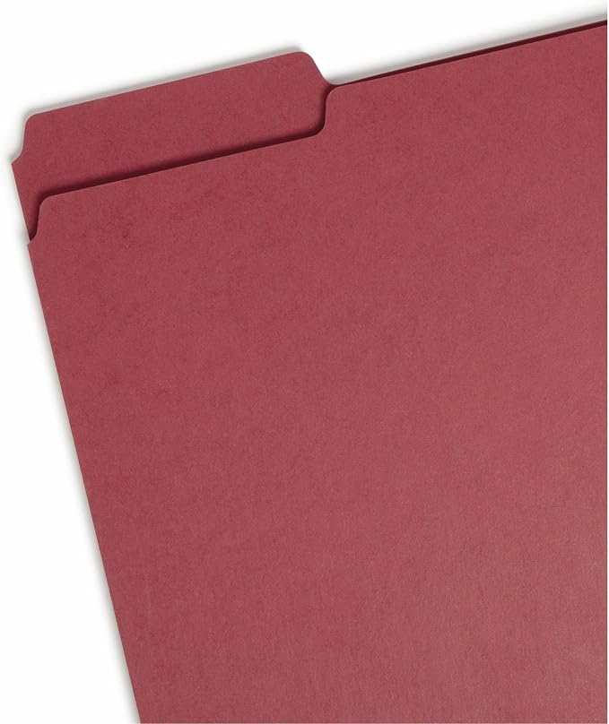 Smead Pressboard Fastener File Folder with SafeSHIELD Fasteners, 2 Fasteners, 1/3-Cut Tab, 2" Expansion, Letter Size, Bright Red, 25 per Box (14936)