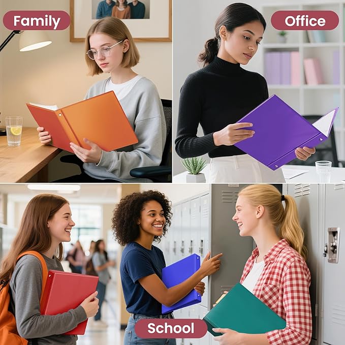 SUNEE 2 Inch Binders 3 Ring 6 Pack, Clear View Three Ring 2" Binders PVC-Free (Fit 8.5x11 Inches) for School or Office Supplies, Classic 6 Colors