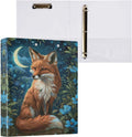 3 Ring Binder Watercolor Fox 1.5 Inch Three Ring Binder | Cute Binder with 3 Storage Pockets for Women School Office Supplies