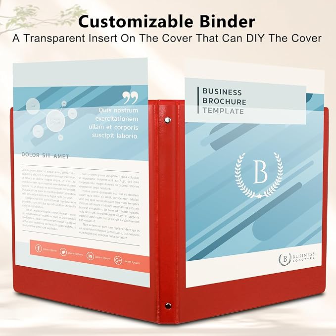 CIXILDTS 0.5-inch Round Ring Binder, Durable 1/2" 3 Ring Binder Fit Letter Size Paper, Red, 6-Pack